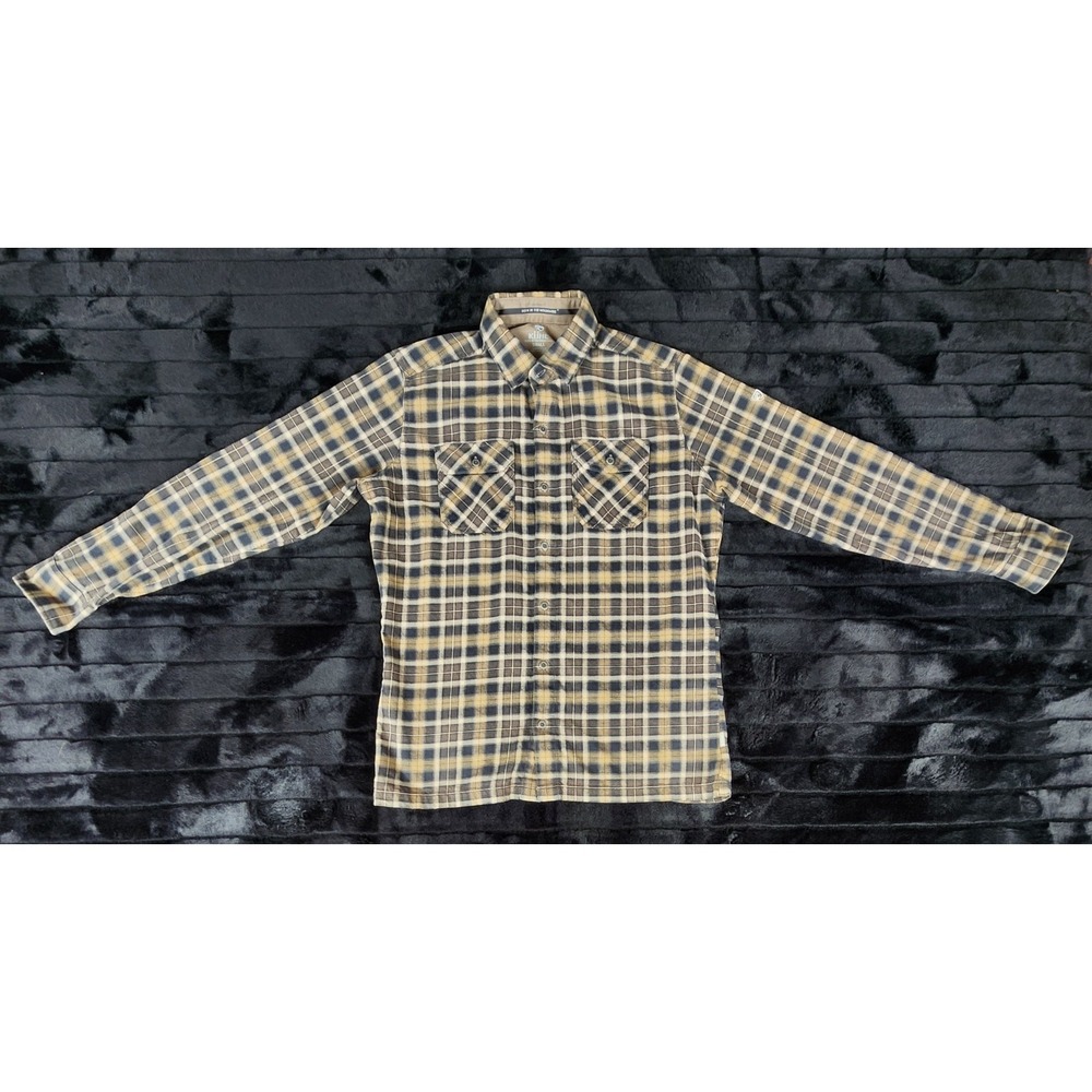 KUHL Men's Small Plaid Flannel Shirt Cotton Tencel Blend Brown Checkered 108846
